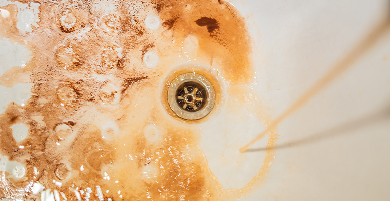 Iron staining due to discolored water